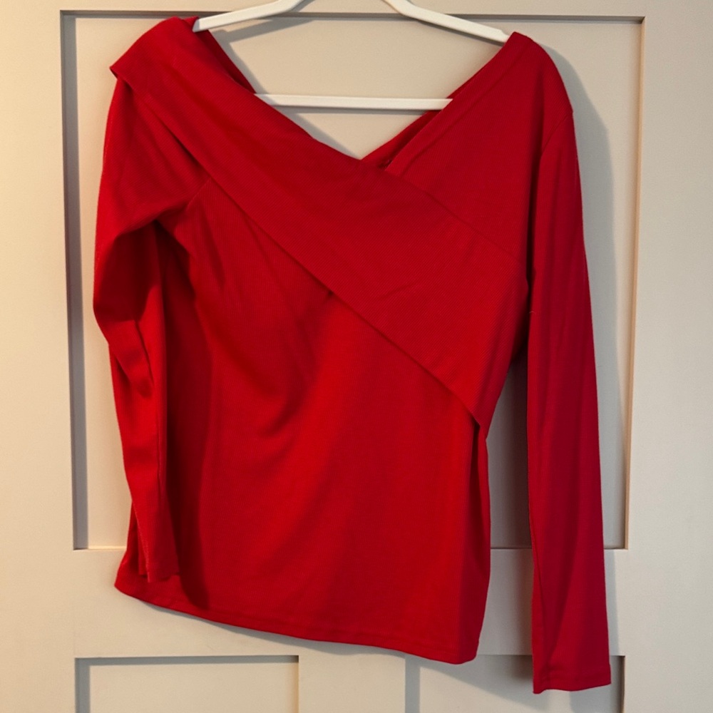 Chic Scarlet Off-Shoulder Women's Blouse